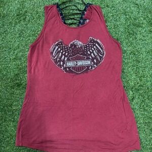 🔥 Harley-Davidson Red Lace-Up‎ Tank (1XL)